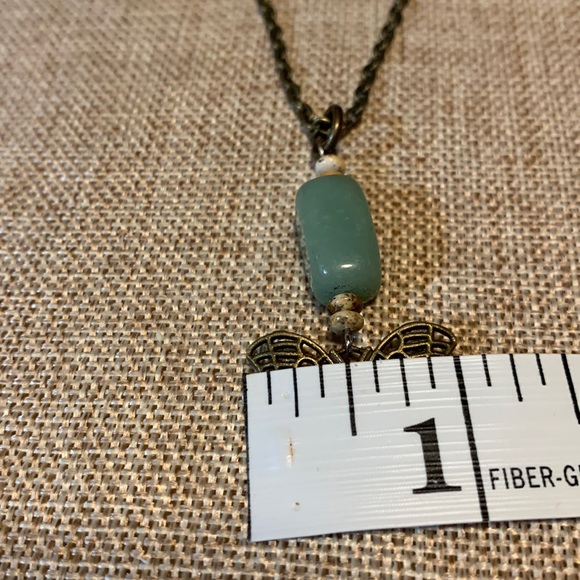 Butterfly Necklace Green Stone One of a kind Hand Crafted - Picture 4 of 7